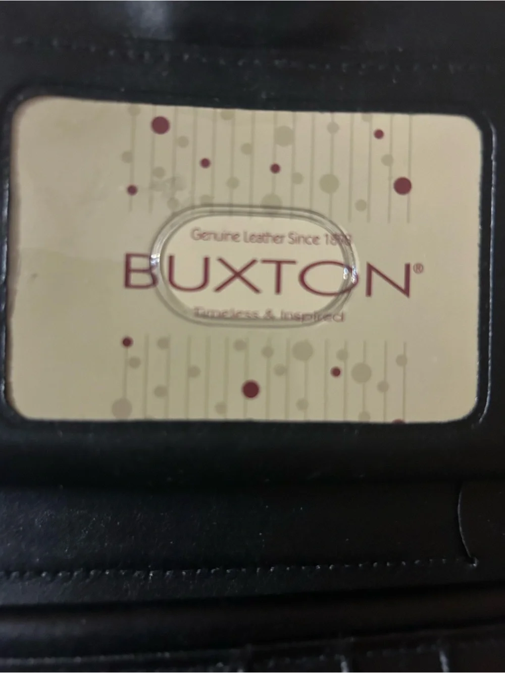 Buxton Black Leather Wallet with Branded ID Window
